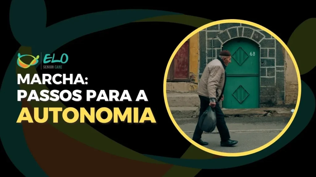 Idoso caminhando na rua, com uma sacola nas mãos. demonstrando na sua marcha: passos para a autonomia
